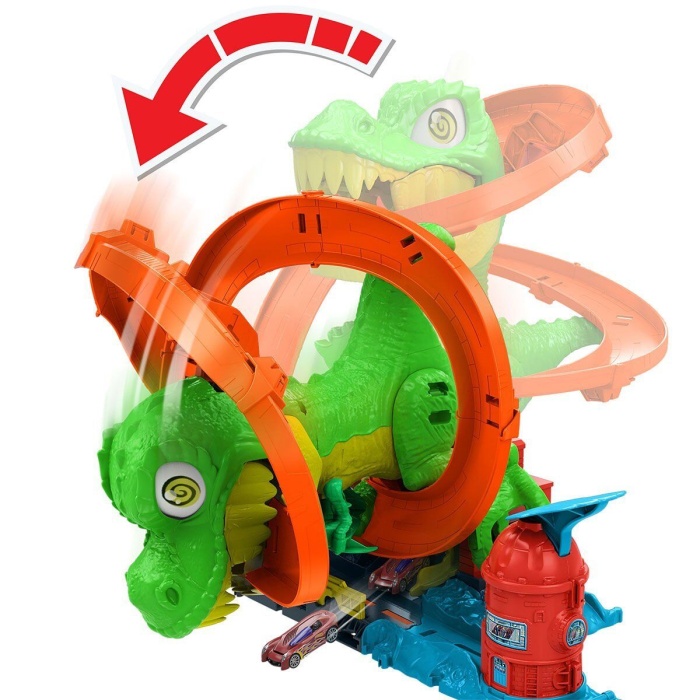 JBM73 Hot Wheels T-Rex ve İtfaiye İstasyonu Oyun Seti
