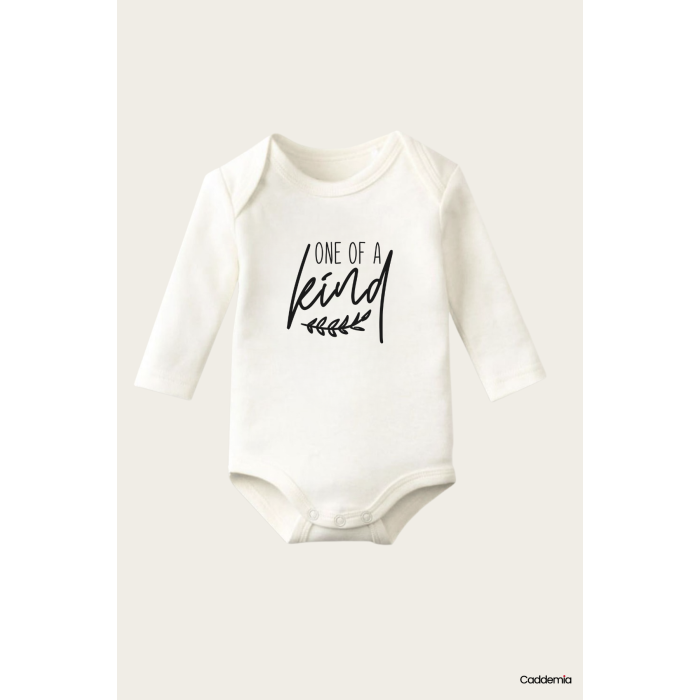 One Of A Kind Yazı Temalı Baskılı Pamuklu Uzun Kollu Çıtçıtlı Bebek Body Zıbın Atlet Tulum