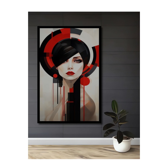 Çerçeve Görünümlü Dekoratif Ahşap Kare Geometriğin Uğultusu Tablosu Ev/Ofis/İşyeri Tablo