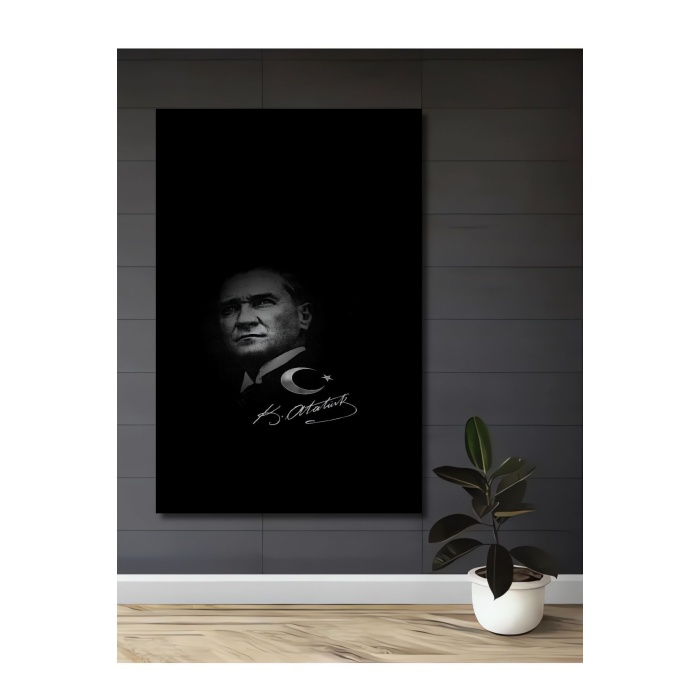 Çerçeve Görünümlü Dekoratif Ahşap Kare Mustafa Kemal Atatürk Tablosu Ev/Ofis/İşyeri Tablo
