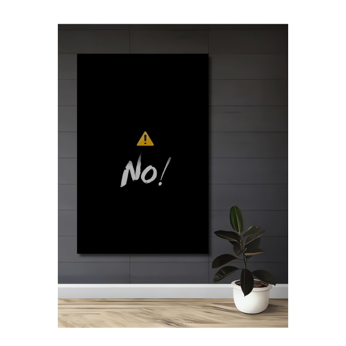 Çerçeve Görünümlü Dekoratif Ahşap Kare Uyarı Hayır Tablosu Ev/Ofis/İşyeri/Salon/Mutfak/Banyo Tablo