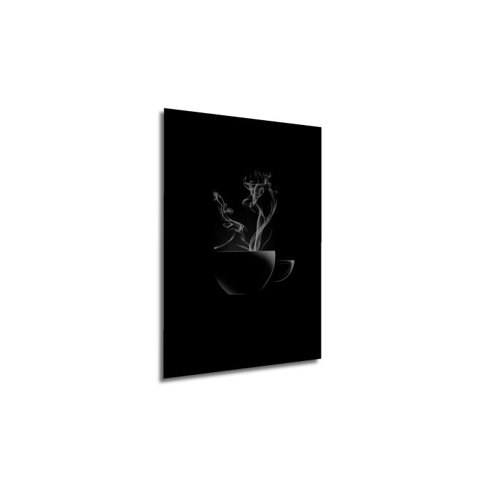 Çerçeve Görünümlü Dekoratif Ahşap Kare Buharlı Çay Fincanı Tablosu Ev/Ofis/İşyeri Tablo