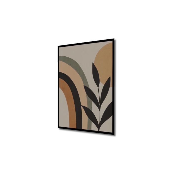 Çerçeve Görünümlü Dekoratif Ahşap Kare Soyut Doğa Tablosu Ev/Ofis/İşyeri/Salon/Mutfak/Banyo Tablo