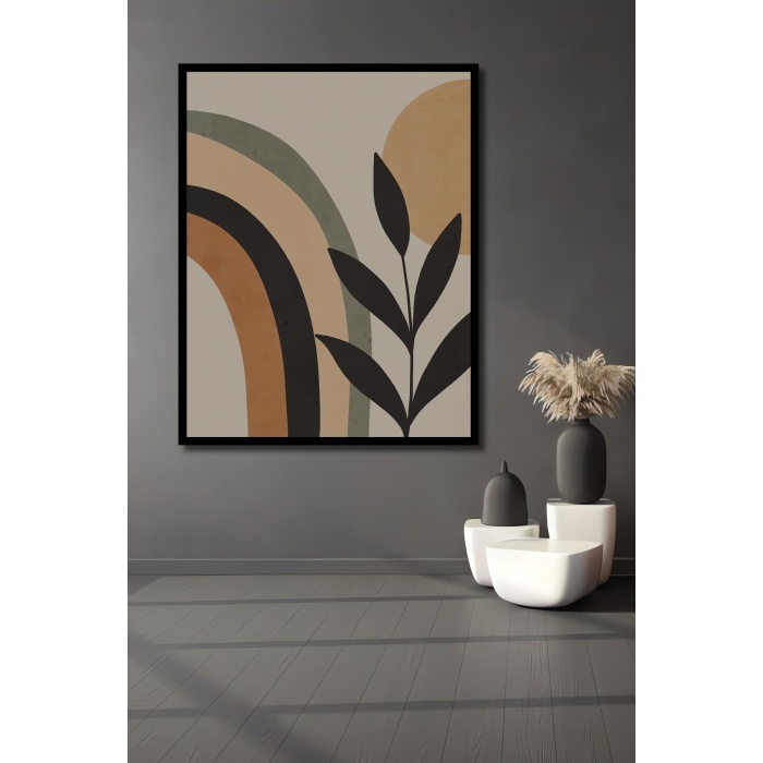 Çerçeve Görünümlü Dekoratif Ahşap Kare Soyut Doğa Tablosu Ev/Ofis/İşyeri/Salon/Mutfak/Banyo Tablo