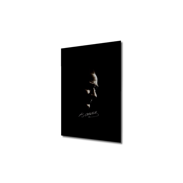 Çerçeve Görünümlü Dekoratif Ahşap Kare Atatürk Silüeti Tablosu Ev/Ofis/İşyeri Tablo