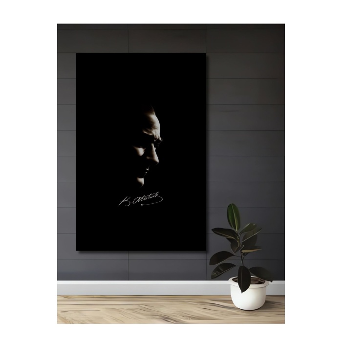 Çerçeve Görünümlü Dekoratif Ahşap Kare Atatürk Silüeti Tablosu Ev/Ofis/İşyeri Tablo