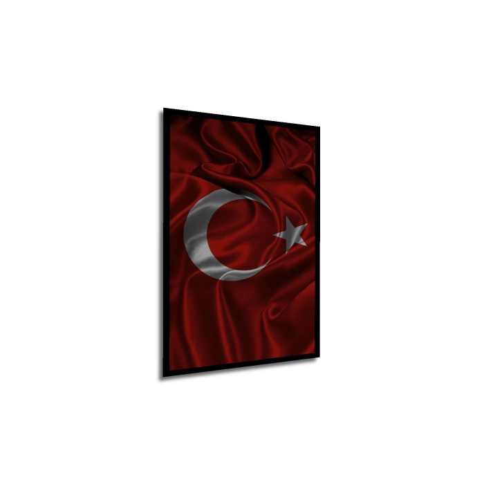 Çerçeve Görünümlü Dekoratif Ahşap Kare Türk Bayrağı Tablosu Ev/Ofis/İşyeri/Salon/Mutfak/Banyo Tablo