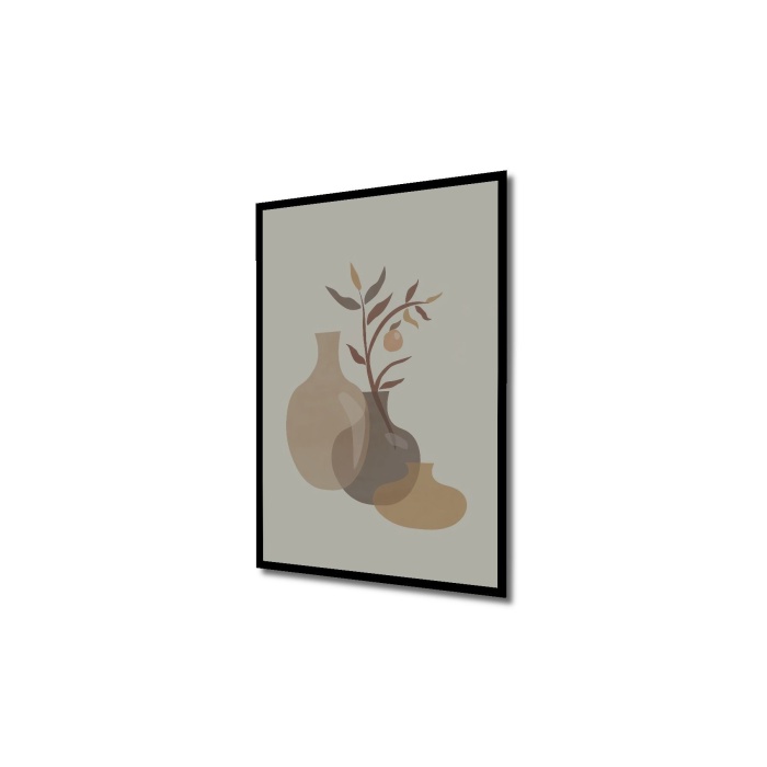 Çerçeve Görünümlü Dekoratif Ahşap Kare Seramik Vazoşukarlar Tablosu Ev/Ofis/İşyeri Tablo