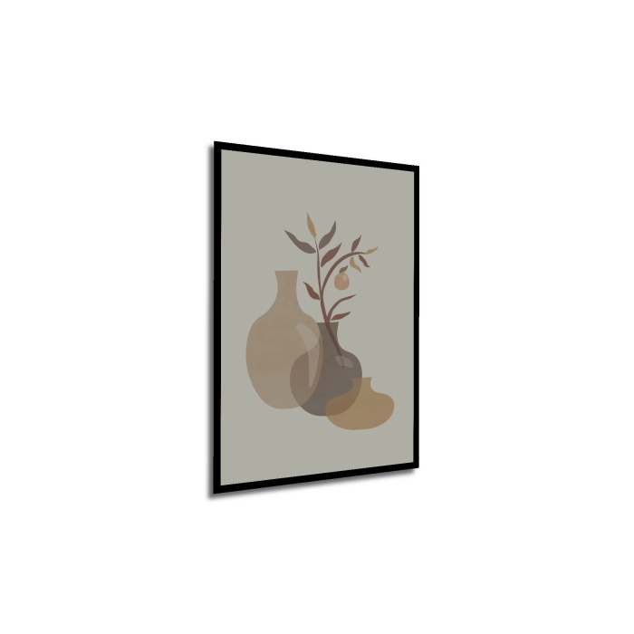 Çerçeve Görünümlü Dekoratif Ahşap Kare Seramik Vazoşukarlar Tablosu Ev/Ofis/İşyeri Tablo
