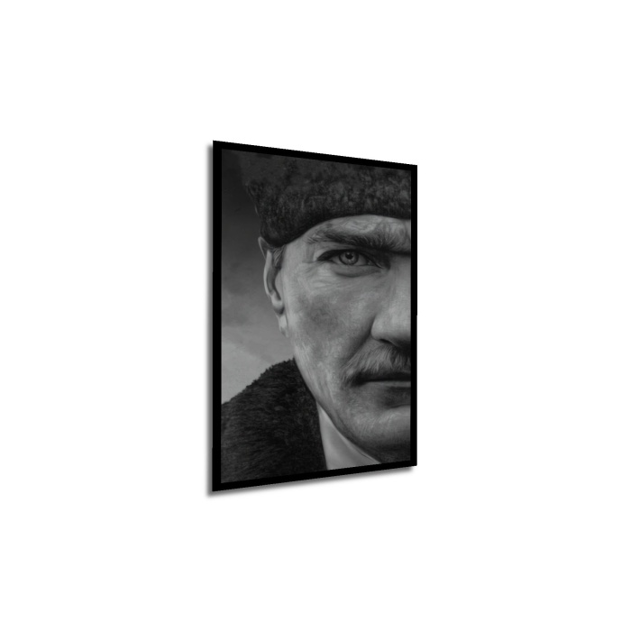 Çerçeve Görünümlü Dekoratif Ahşap Kare Atatürk Tablosu Ev/Ofis/İşyeri/Salon/Mutfak/Banyo Tablo