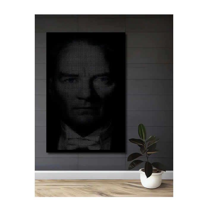 Çerçeve Görünümlü Dekoratif Ahşap Kare Atatürk Tablosu Ev/Ofis/İşyeri/Salon/Mutfak/Banyo Tablo