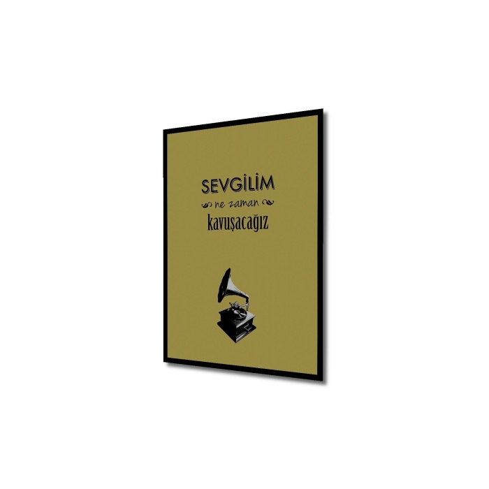 Çerçeve Görünümlü Dekoratif Ahşap Kare Sevgilim Ne Zaman Kavuşacağız Tablosu Ev/Ofis/İşyeri Tablo