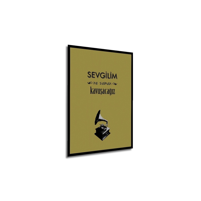 Çerçeve Görünümlü Dekoratif Ahşap Kare Sevgilim Ne Zaman Kavuşacağız Tablosu Ev/Ofis/İşyeri Tablo