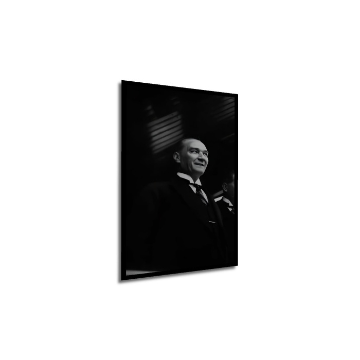 Çerçeve Görünümlü Dekoratif Ahşap Kare Atatürk Tablosu Ev/Ofis/İşyeri/Salon/Mutfak/Banyo Tablo