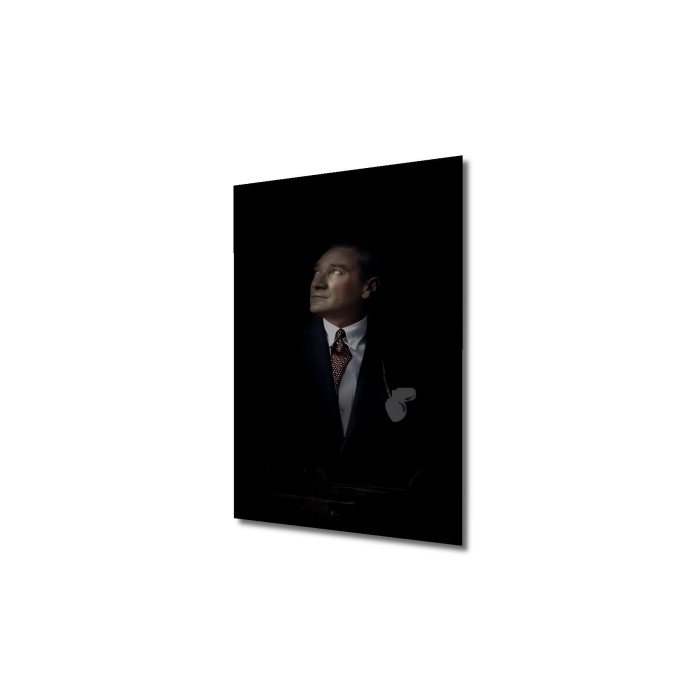 Çerçeve Görünümlü Dekoratif Ahşap Kare Atatürk Tablosu Ev/Ofis/İşyeri/Salon/Mutfak/Banyo Tablo