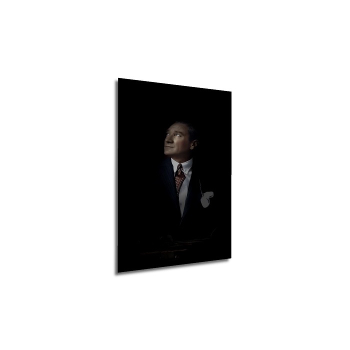 Çerçeve Görünümlü Dekoratif Ahşap Kare Atatürk Tablosu Ev/Ofis/İşyeri/Salon/Mutfak/Banyo Tablo