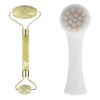 2'li Set Çift Taraflı Cilt Temizleme Fırçası ve Yeşim Taşı Çift Taraflı Cilt Masaj Aleti (5343)