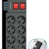 Isıya Dayanıklı Termal Akım Korumalı 2 Metre 16A 4000W 8li Priz ve 3 Usb Li Uzatma Kablosu (5343)