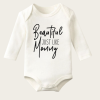 Beautiful Jus Like Mommy Yazı Temalı Baskılı Pamuklu Uzun Kollu Çıtçıtlı Bebek Body Zıbın Atlet Tulum