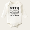 Sorry The Sleep Yazı Temalı Baskılı Pamuklu Uzun Kollu Çıtçıtlı Bebek Body Zıbın Atlet Tulum
