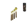 4 PCS GOLD METAL ÖLÇÜ KAŞIK SETİ OTANTİK AĞAÇ KULP 15ML - 5ML - 2.5ML - 1.25ML (5343)