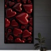 Çerçeve Görünümlü Dekoratif Ahşap Kare Kırmızı Kalpler Tablosu Ev/Ofis/İşyeri Tablo
