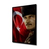 Çerçeve Görünümlü Dekoratif Ahşap Kare Atatürk Türk Bayrağı Tablosu Ev/Ofis/İşyeri Tablo