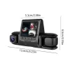 1080P Üçlü Lens Araba Dash Cam Dashcam Ön İç &amp;amp; Arka HD Araba DVR 120 ° Açı Döngü Kaydı Yerçekimi Sensörü (5343)