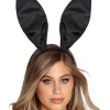 Siyah Renk Saten Kaplama Şekil Verilebilir Tavşan Kulak Taç 35x11 cm (5343)