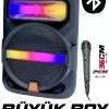 Platoon PL-4361 BT USB SD AUX 8 İNÇ Mikrofonlu Anfi Yüksek SES Taşınabilir RGB Işıklı Hoparlör (5343)