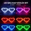LED Işıklı Kalp Glow Pilli Parti Gözlüğü – 6 Adet / 5 Renk Set (5343)