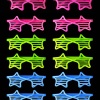 Retro Neon Fosforlu Yıldız Panjur Gözlük 12 Adet – 80’ler 90’lar Parti Stili (5343)