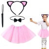 Pembe Renk Etekli Kedi Kostüm Seti (Tütü, Taç, Papyon, Kuyruk) (5343)
