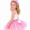 Kız Çocuk Tamamen Pembe Tavşan Kulaklı Kostüm Seti – Tütü Etekli 4 Parça (5343)