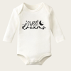 Sweet Dreams Yazı Temalı Baskılı Pamuklu Uzun Kollu Çıtçıtlı Bebek Body Zıbın Atlet Tulum