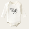 Tiny But Mightly Yazı Temalı Baskılı Pamuklu Uzun Kollu Çıtçıtlı Bebek Body Zıbın Atlet Tulum