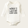 Worlds Cutest Alarm Clock Yazı Temalı Baskılı Pamuklu Uzun Kollu Çıtçıtlı Bebek Body Zıbın Atlet Tulum