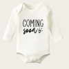 Coming Soon Yazı Temalı Baskılı Pamuklu Uzun Kollu Çıtçıtlı Bebek Body Zıbın Atlet Tulum