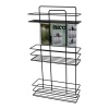 SİYAH  3 KATLI - DİKDÖRTGEN   METAL  BANYO KÖŞELİK - DUŞKABİN RAF - ŞAMPUANLIK (5343)