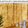 300 Ledli 10 Sarkıt Perde Led Işık-8 Fonksiyon, Uzaktan Kumandalı, 3x3 Metre (5343)
