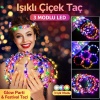 Renkli LED Çiçek Taç – 3 Işık Modlu Glow Parti Tacı (5343)