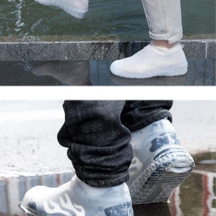 Silikon Ayakkabı Kılıfı Kaymaz Su Kir Geçirmez  M Beden Beyaz (5343)