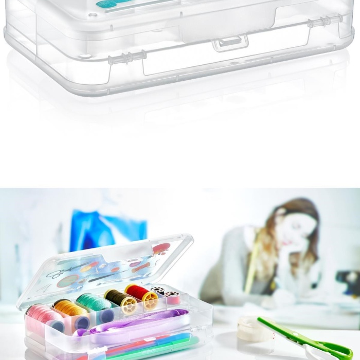 Çift Taraflı Bölmeli Hobi Dikiş Kutusu Ardunio Malzeme Kutusu (5343)