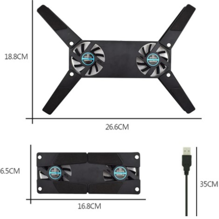 Katlanabilir Laptop Soğutucu 2 fanlı (5343)