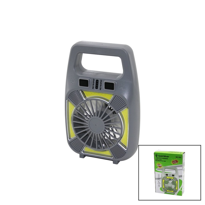 2İN1=MİNİ FAN - FENER USB ŞARJ 2 KADEME HIZ LAMBA=4 FONKSİYON - 10W SU GEÇİRMEZ TAŞIMA KULP MİNİ VANTİLATÖR GS-265 (5343)