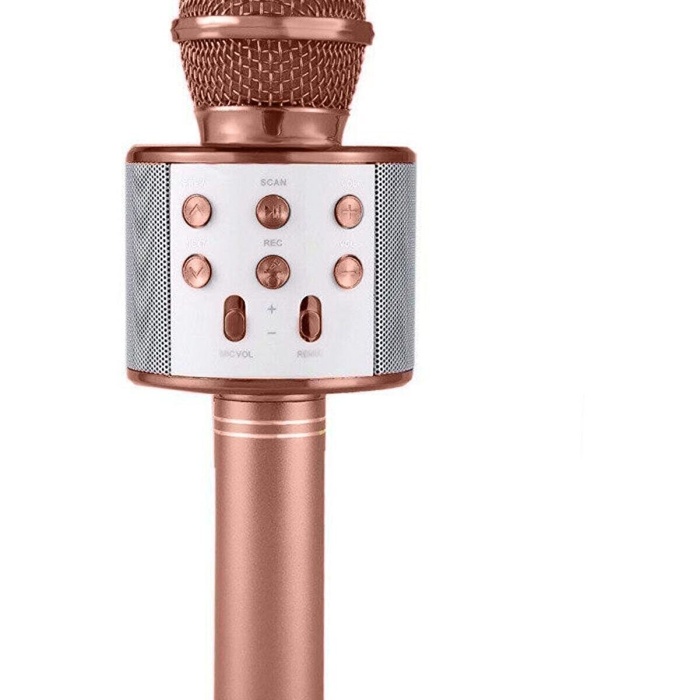 Karaoke Mikrofonlu Hoparlör - Şarjlı -Bluetooth Rose Gold (5343)