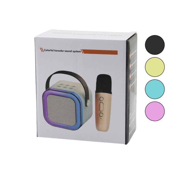 KARAOKE MİKROFONLU WİRELESS HOPARLÖR - SPEAKER IŞIKLI USB ŞARJLI DC 5V - TF - AUX K-12 (5343)