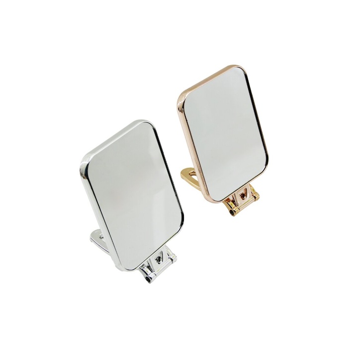 DİKDÖRTGEN   15X11.5CM  MAKYAJ AYNASI  ÇİFT TARAFLI   BRONZ - GÜMÜŞ PLS.ÇERÇEVE   KATLANIR AYAKLI (5343)