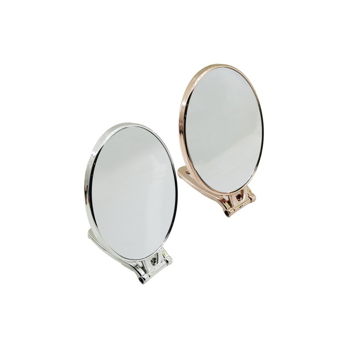 OVAL   6.5 İNÇ=16.5X13CM  MAKYAJ AYNASI  ÇİFT TARAFLI   BRONZ - GÜMÜŞ PLS.ÇERÇEVE   KATLANIR AYAKLI (5343)