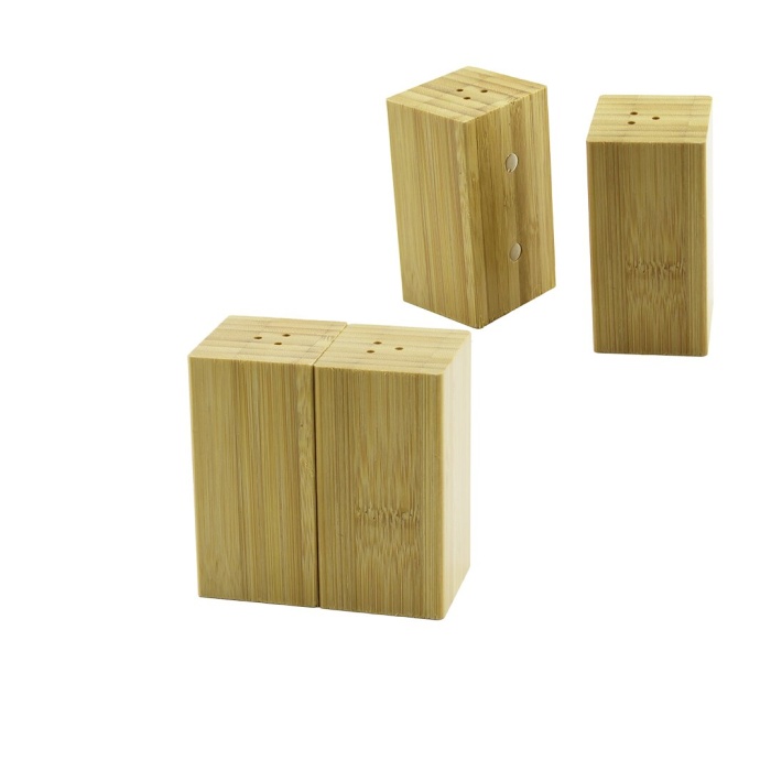 4.5X5CM--Y:9CM   2PCS   MIKNATISLI İKİZ   AHŞAP BAMBU  BAHARATLIK - TUZLUK (5343)